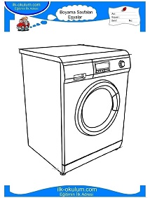 Çocuklar İçin Çamaşır-Makinesi Boyama Sayfaları 